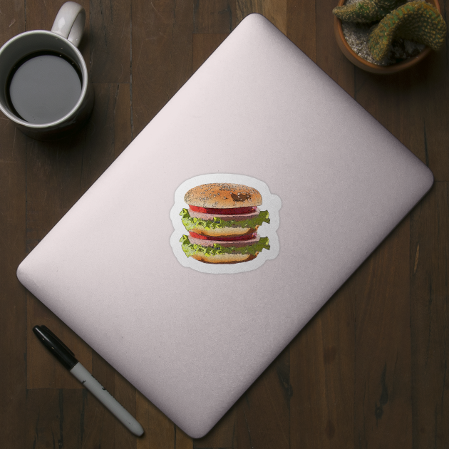 Triple Patty Hamburger Illustration by vnteees1